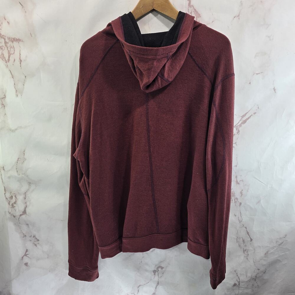 Ibex Hoodie Mens Large Red Zip Jacket Zip Merino Wool Maroon - Picture 5 of 14